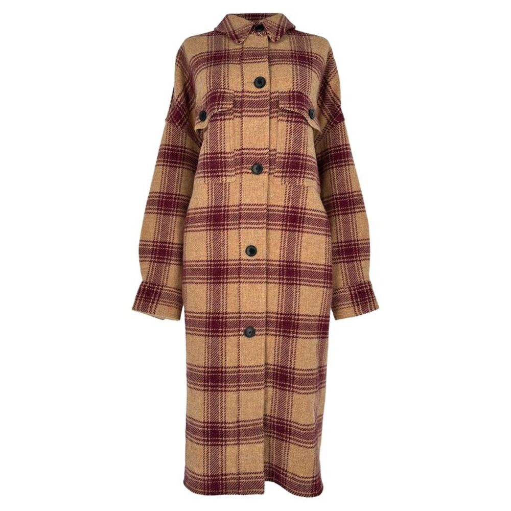 Isabel Marant Etoile Checked Button-Down Coat in Multicolor Wool